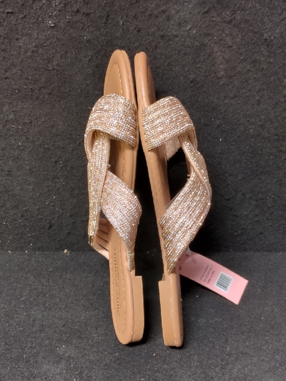 Juicy Couture Metallic Rose Gold Knotted Slide Sandals - Picture 3 of 5